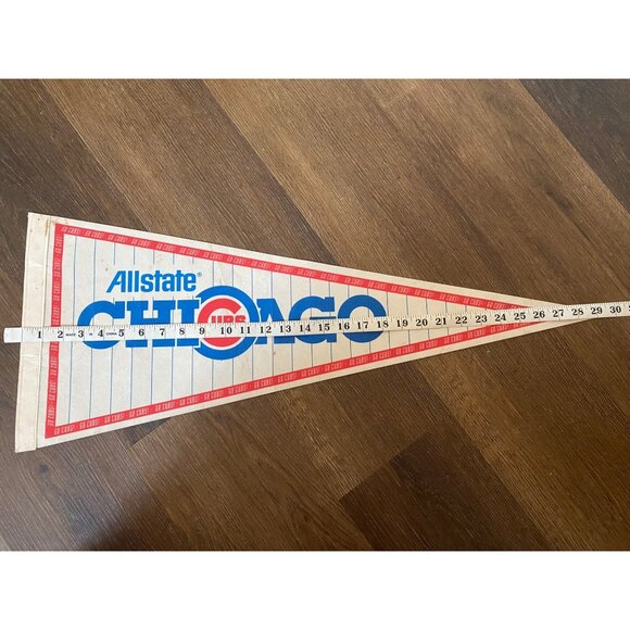 Vintage Chicago Cubs AllState Pennant 30" Sports Memorabilia Fan Banner - Picture 2 of 7